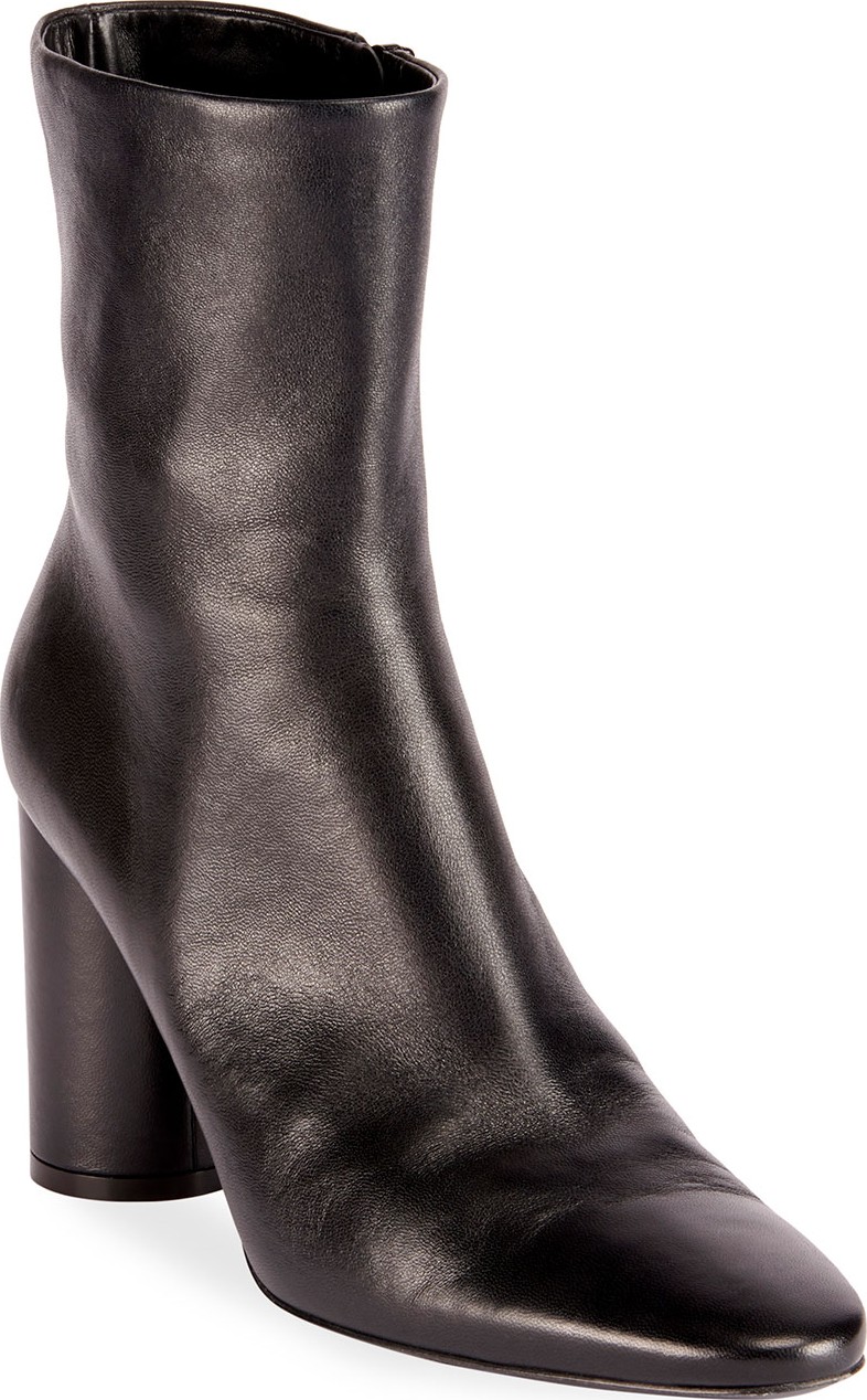 Balenciaga Oval-Heel Calf Leather Zip Booties