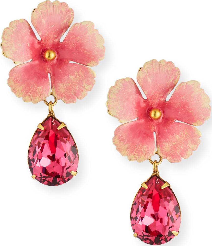 Jennifer Behr Lucia Flower & Crystal Drop Earrings