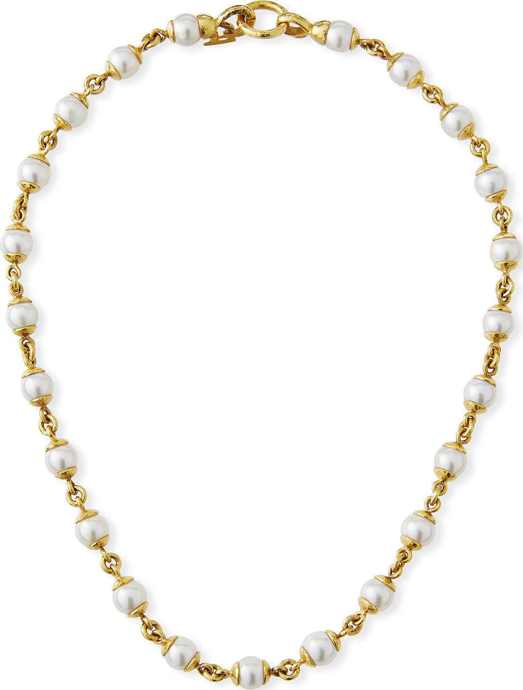 Elizabeth Locke 19k Gold Pearl & Link Necklace