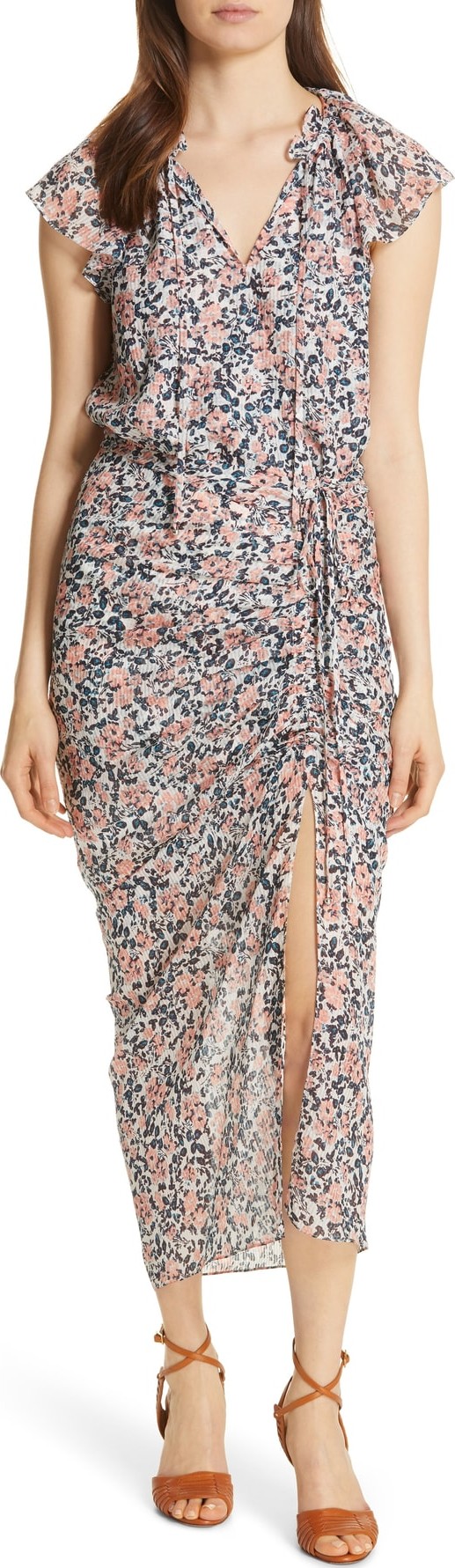 Veronica Beard Brynlee Ruched Silk Dress