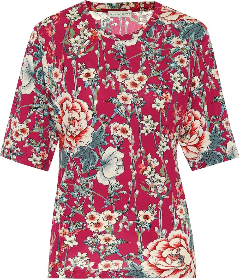 Etro Floral jersey-crêpe T-shirt