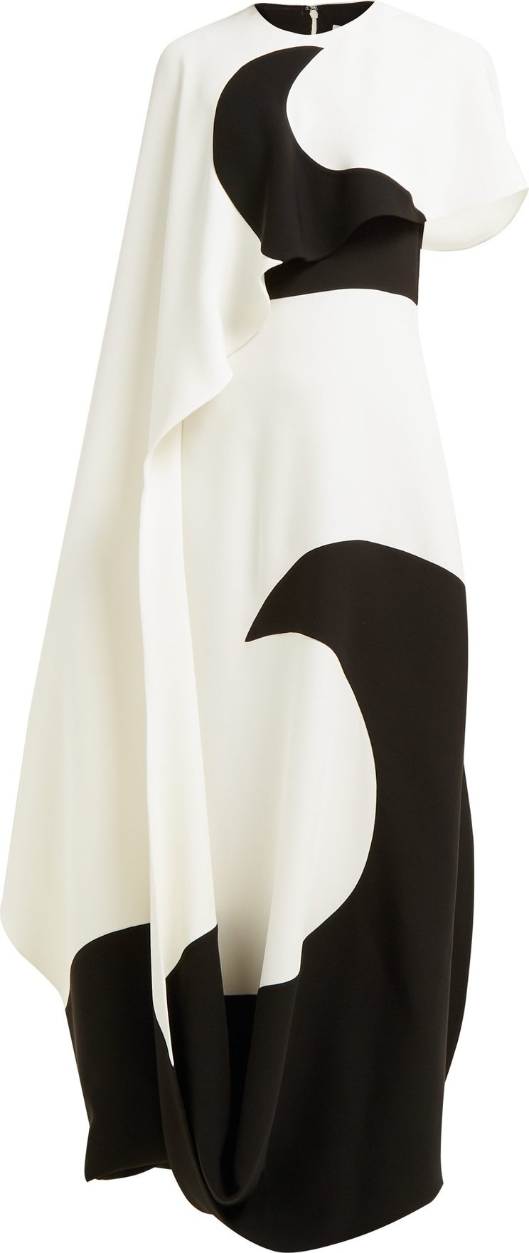 Valentino Moon-print asymmetric cape silk dress