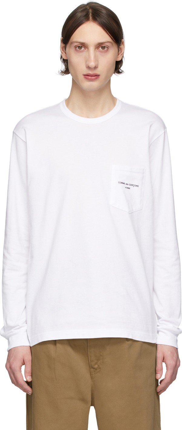 Comme des Garçons Homme White Logo Long Sleeve T-Shirt
