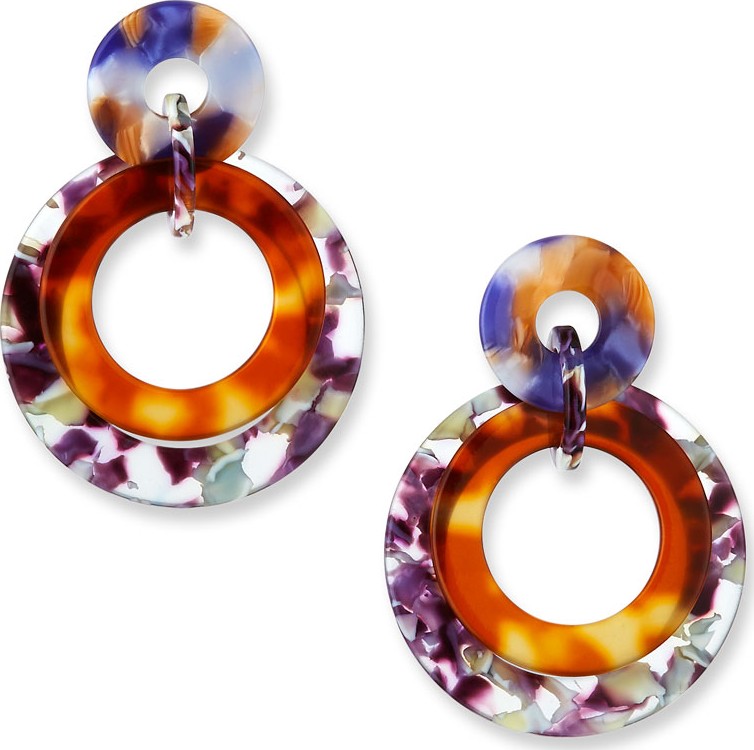 Lele Sadoughi Banded Acetate Hoop Earrings