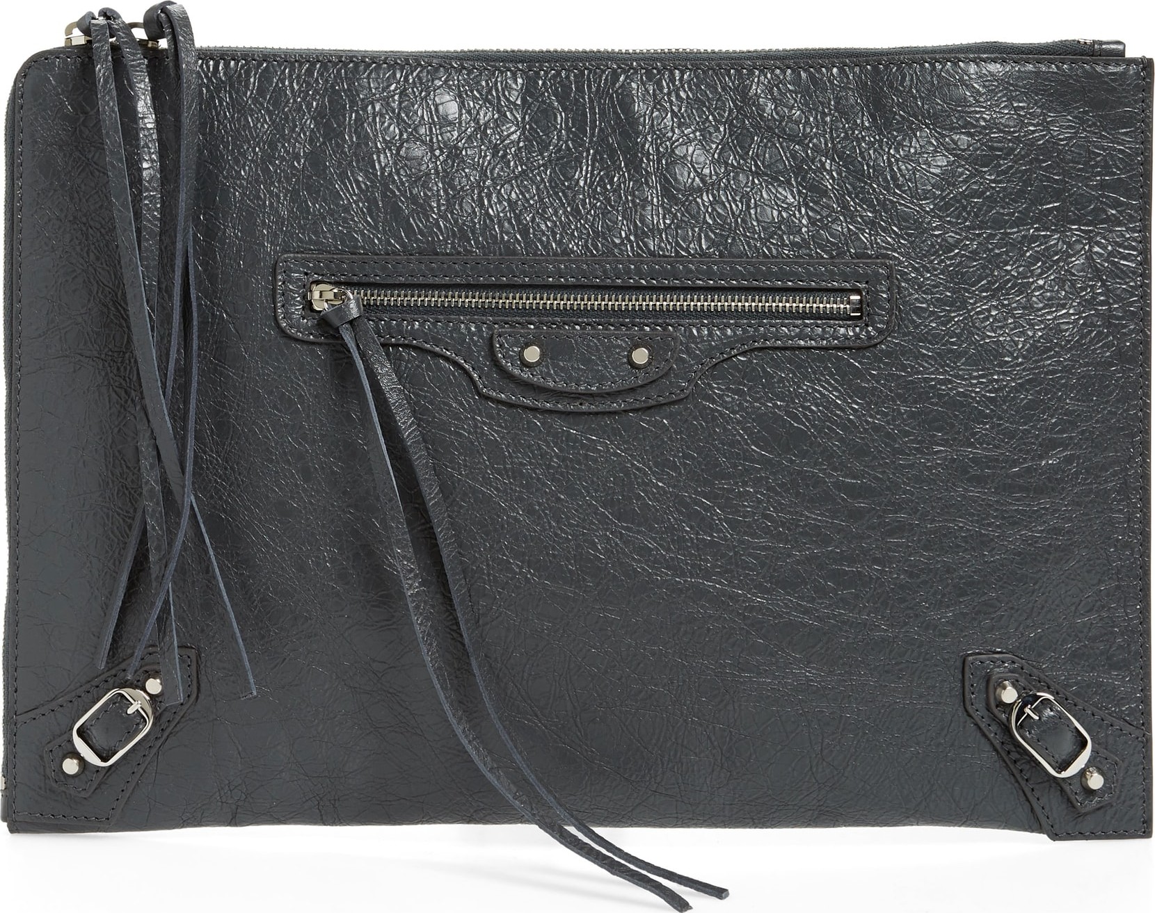 Balenciaga Classic Silver Zip Large Pouch