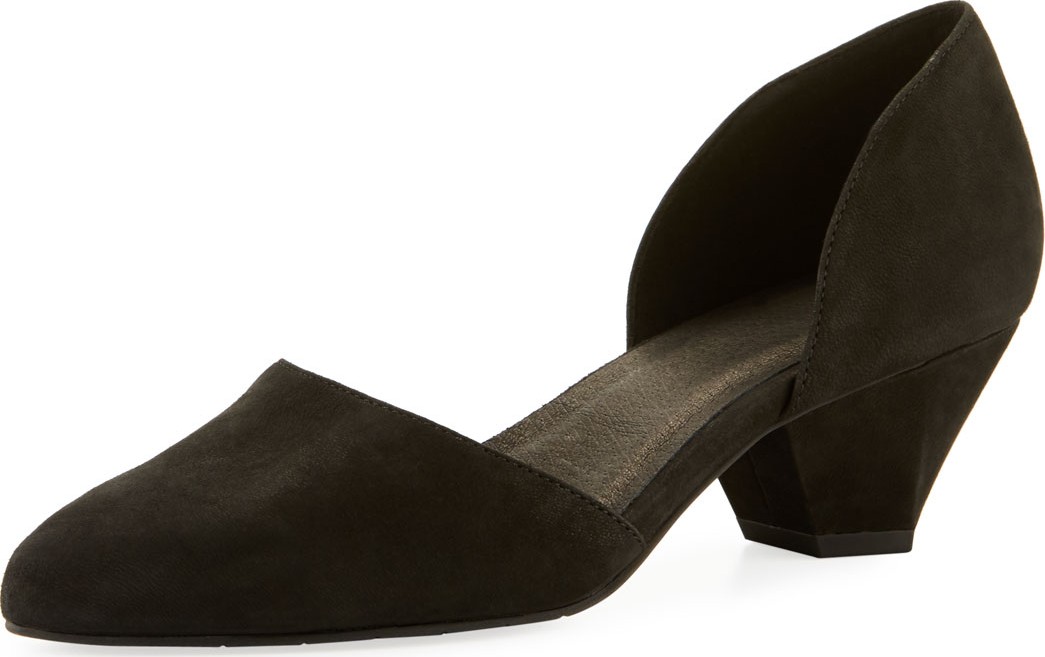 Eileen Fisher Rumi Low-Heel Nubuck Pumps