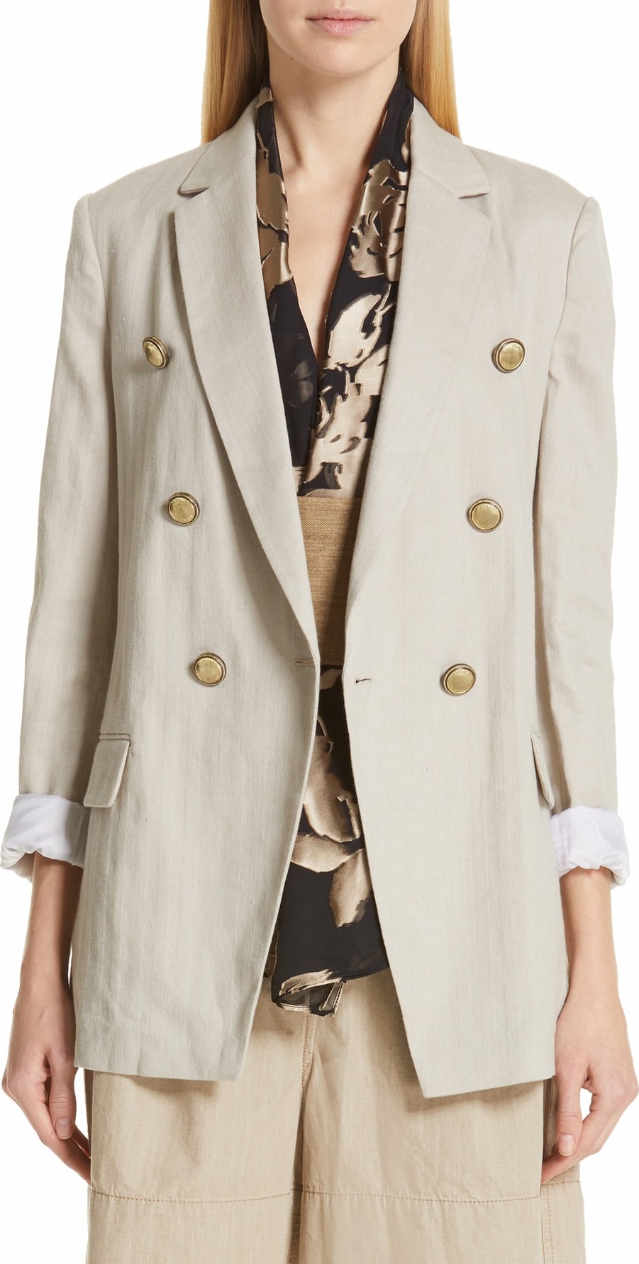 Brunello Cucinelli Chevron Weave Cotton & Linen Jacket