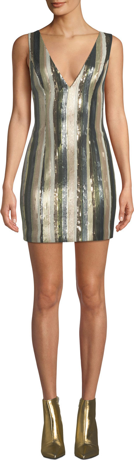 Misha Collection Lillian Petite Sequin Stripe Mini Dress