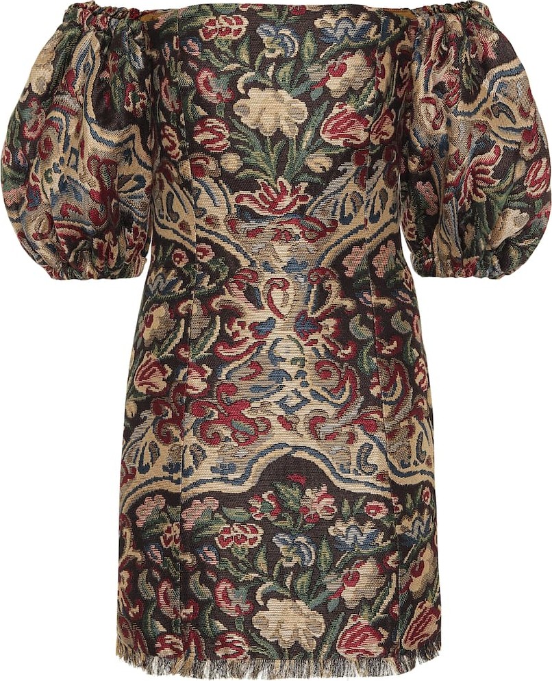 Etro Off-the-shoulder jacquard minidress