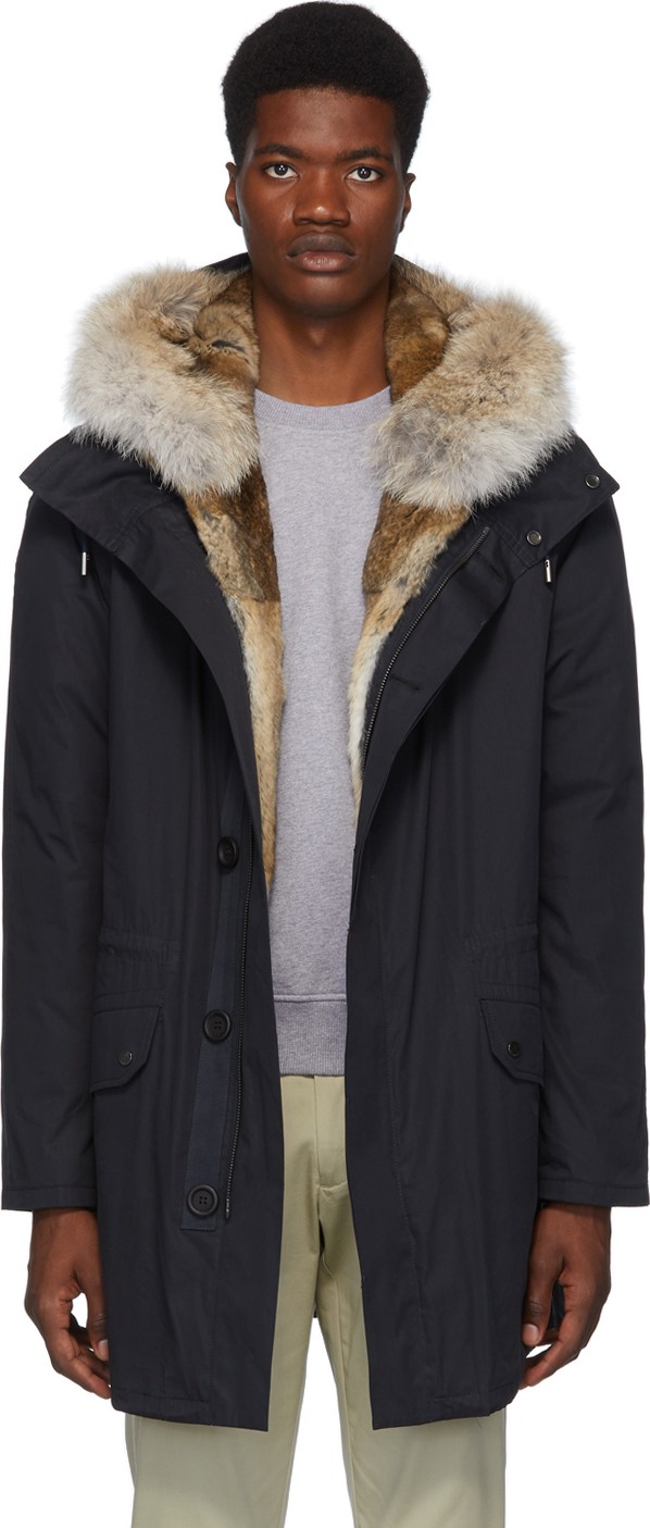 Army By Yves Salomon Navy Down Fur-Lined Parka
