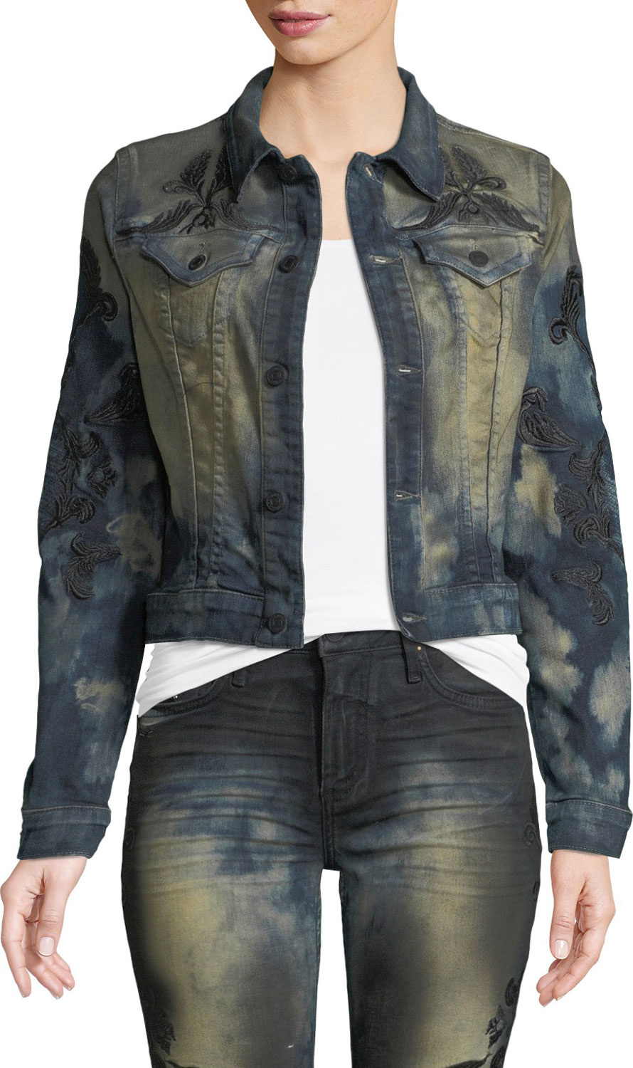 Robin's Jeans Gothic Embroidered Denim Jacket