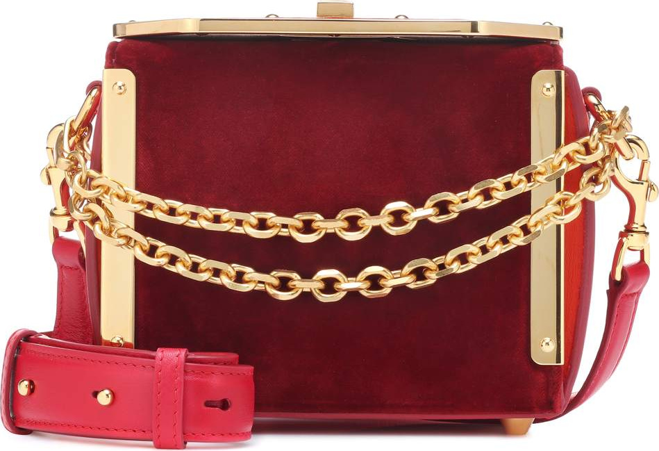 Alexander McQueen Box 16 velvet shoulder bag