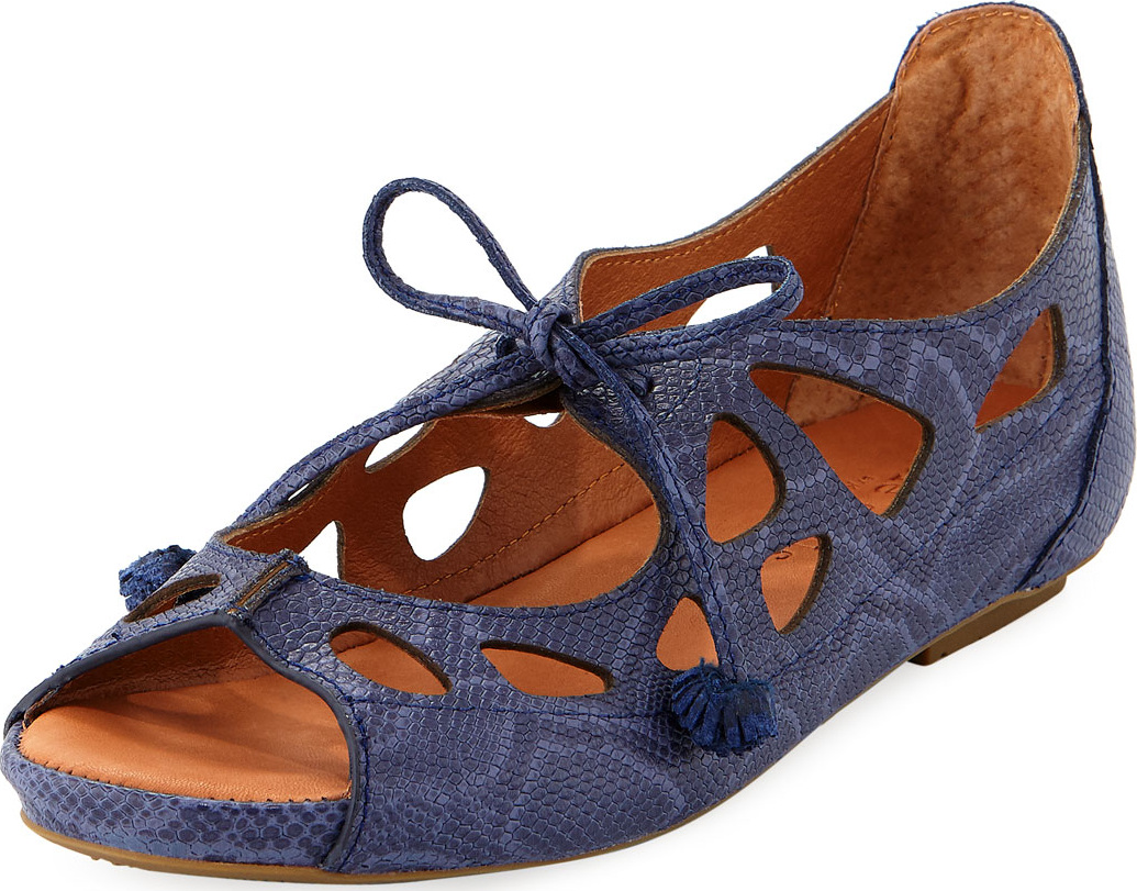 Gentle Souls Brynn Snake-Embossed Lace-Up Sandal
