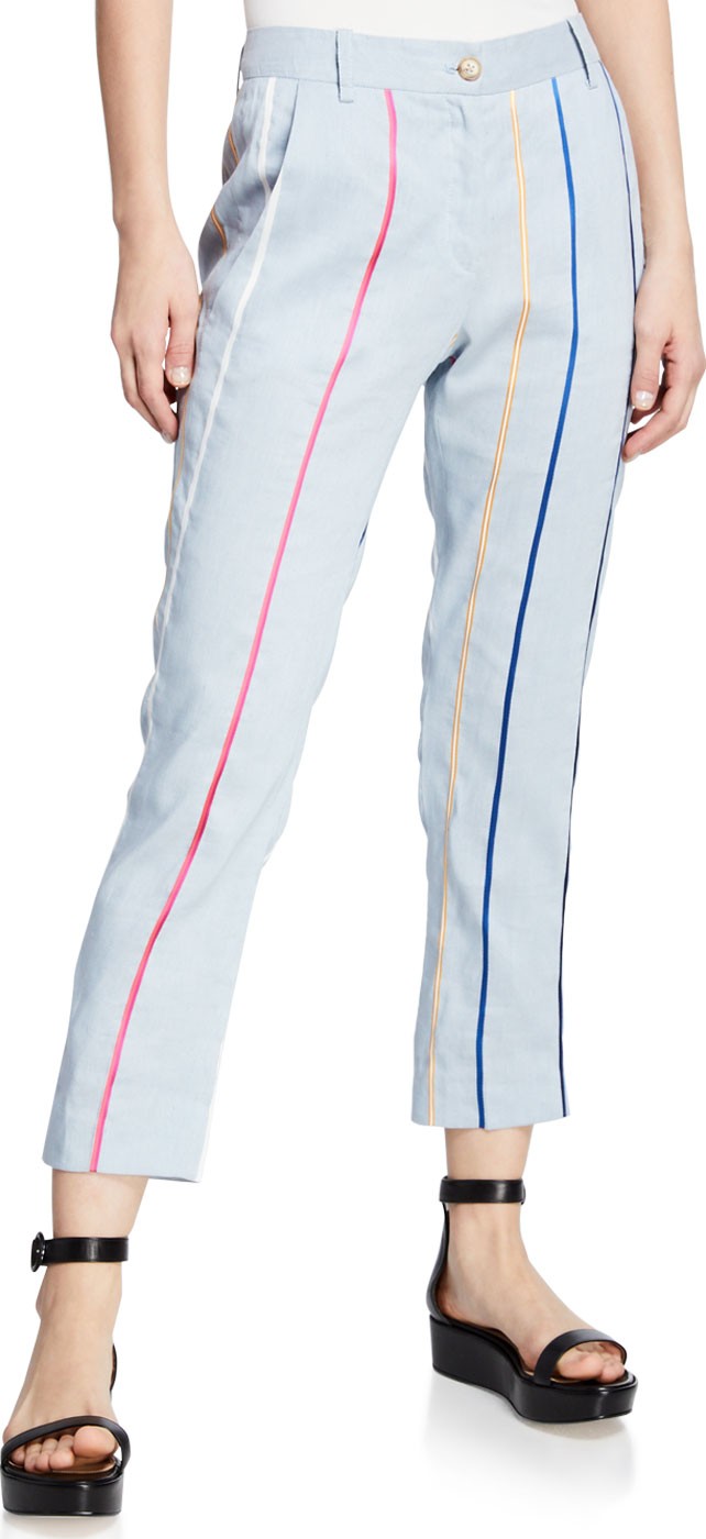 Derek Lam 10 Crosby Striped Tapered Cropped Trouser