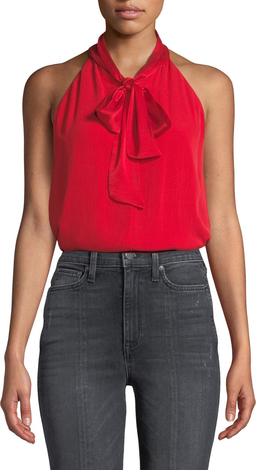 Alice + Olivia Lura Tie-Neck Drape Top