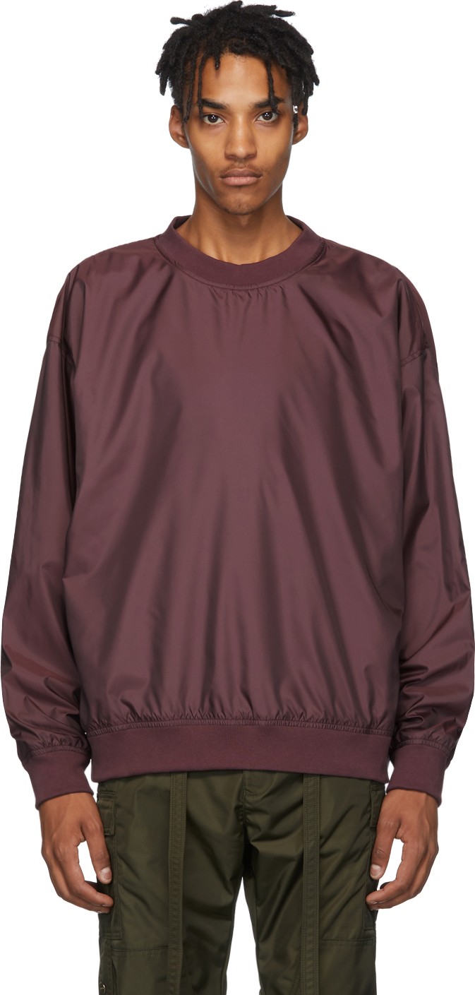 Fear of God Burgundy Nylon Crewneck Sweatshirt