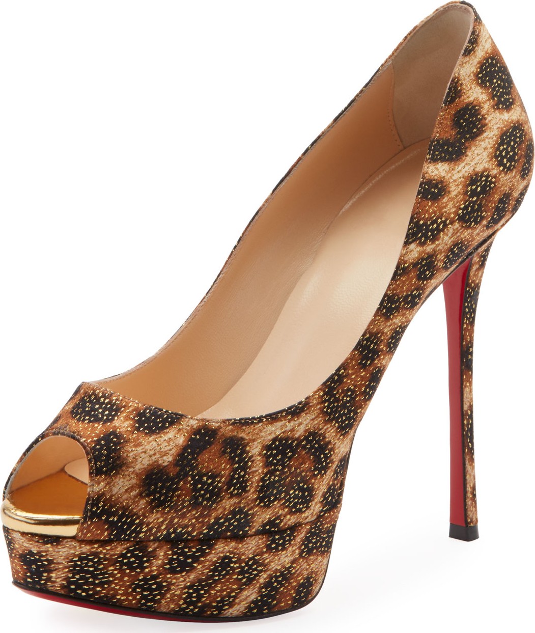 Christian Louboutin Fetish High-Heel Platform Leopard Red Sole Pumps