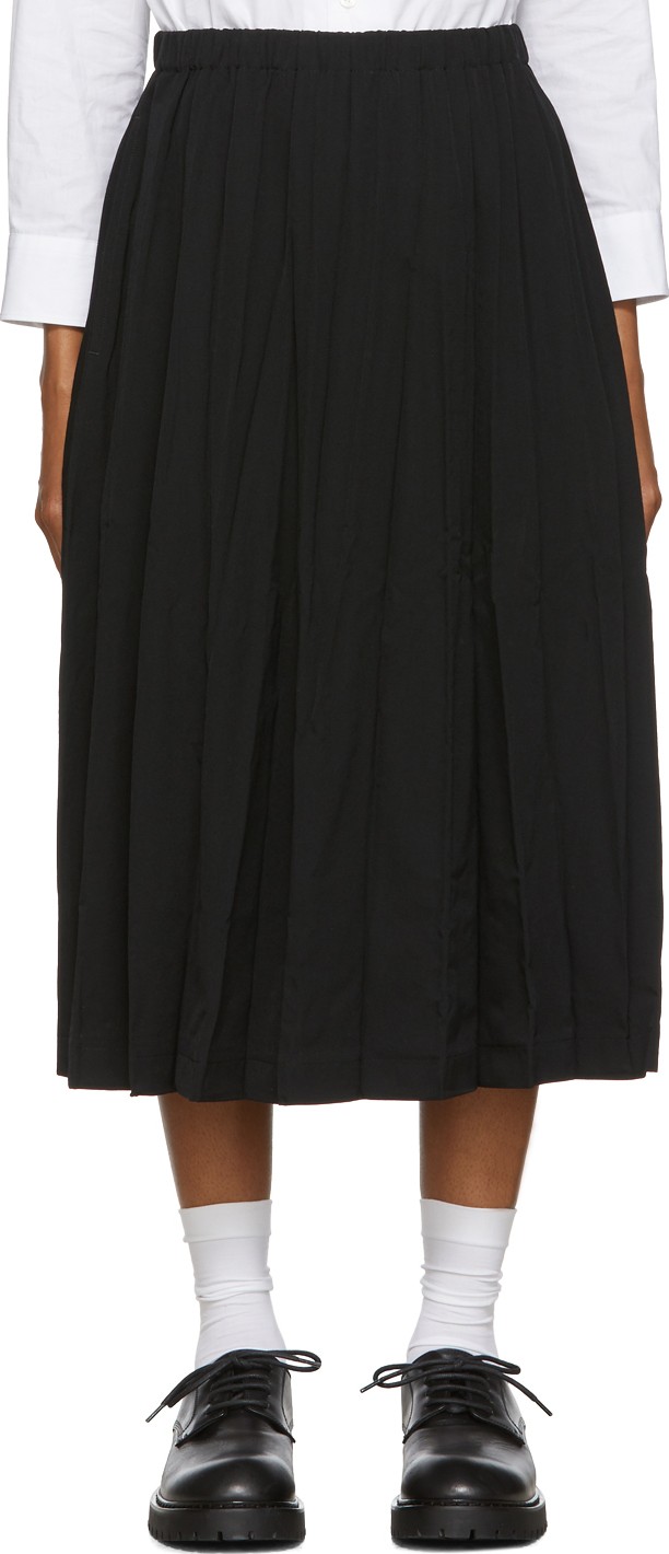 Tricot Comme des Garçons Black Gabardine Pleated Skirt