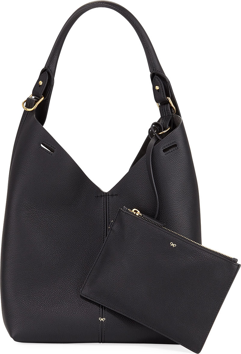 Anya Hindmarch The Bucket Small Circle Hobo Bag, Black