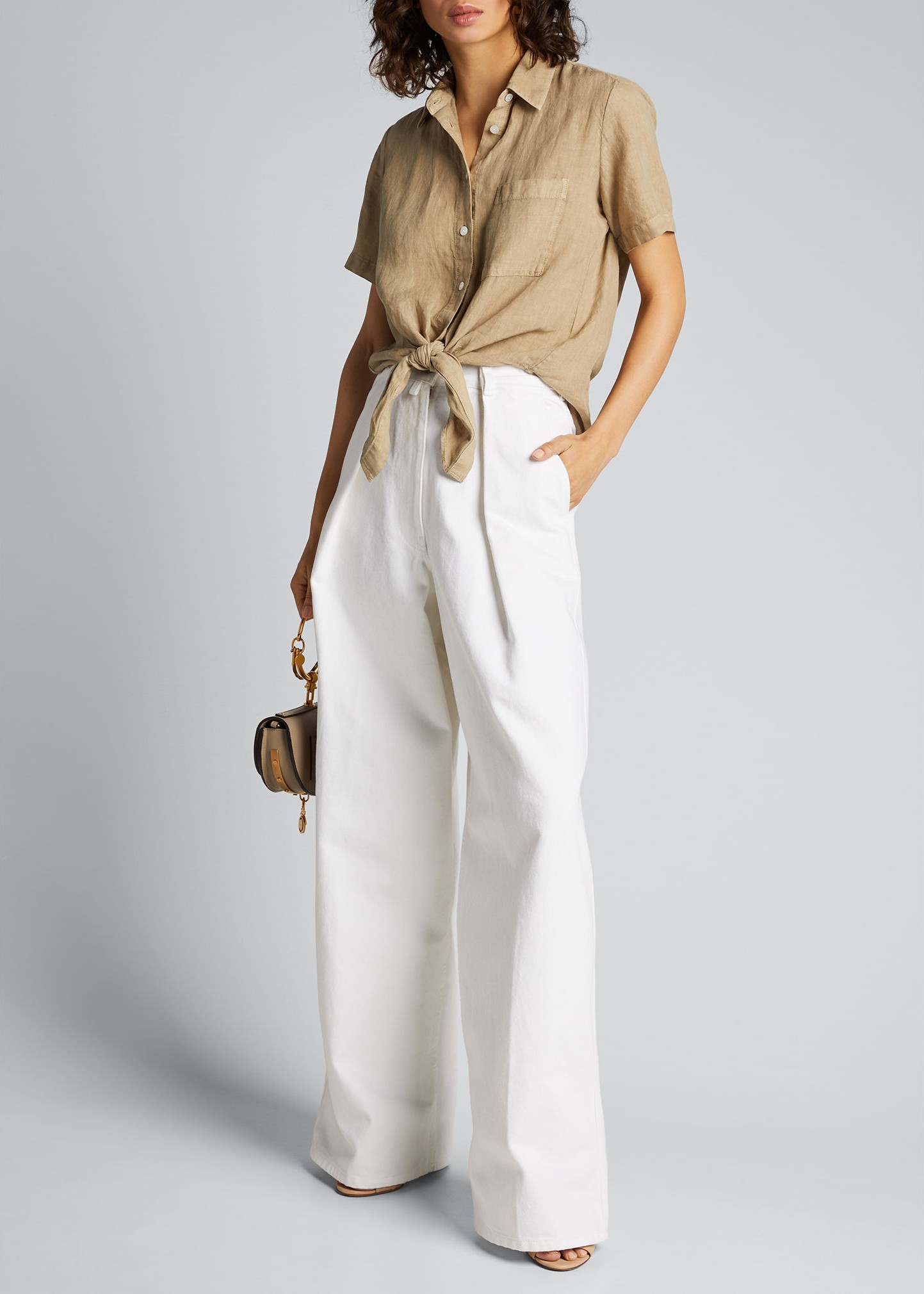 Theory Hekanina 2 Linen Tie-Front Top