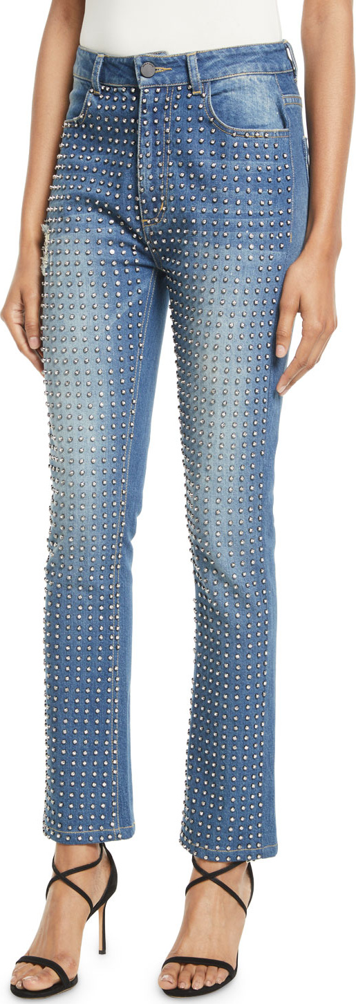 Alice + Olivia Fabrice Studded Straight-Leg Jeans