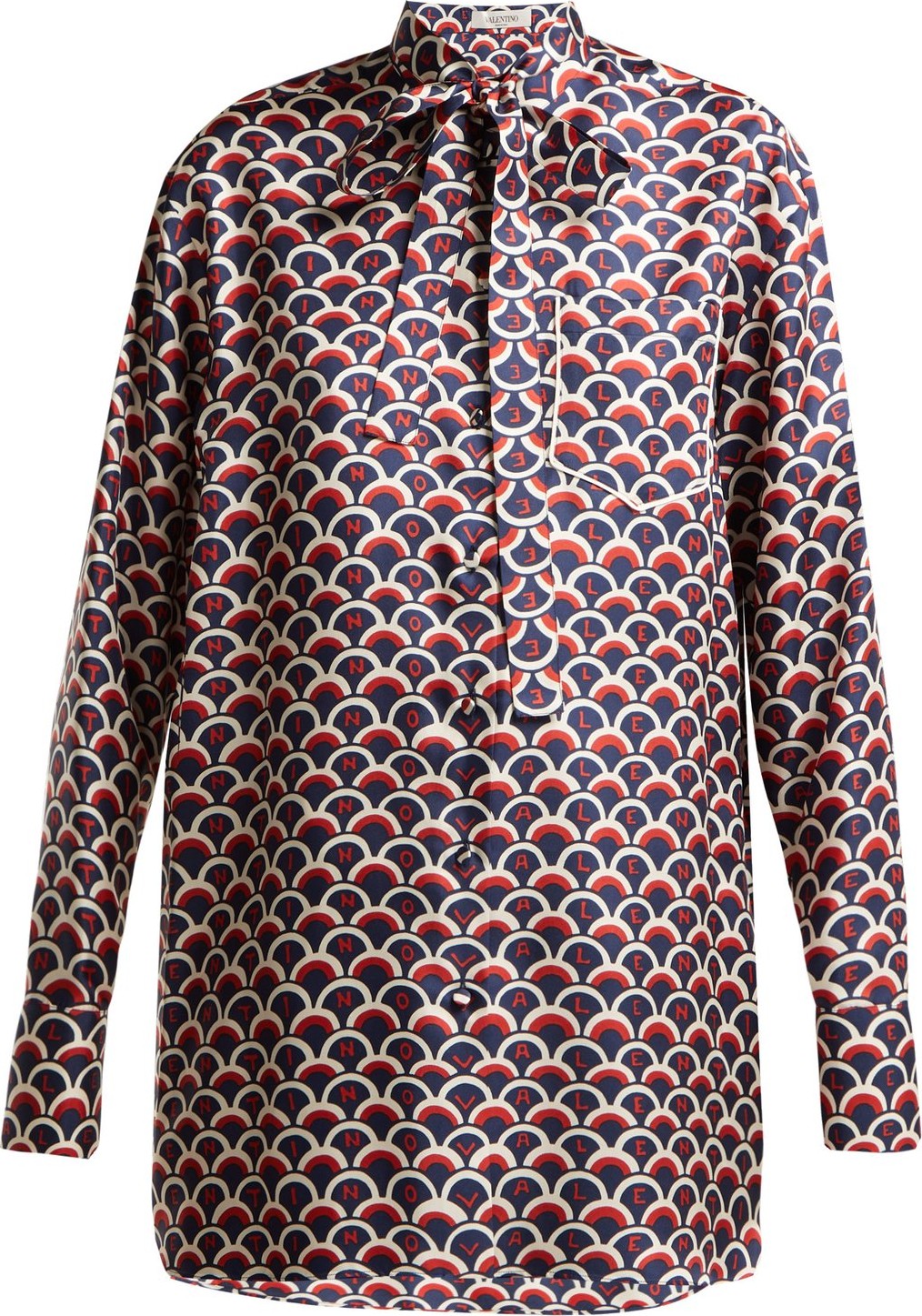 Valentino Scale-print silk-twill blouse