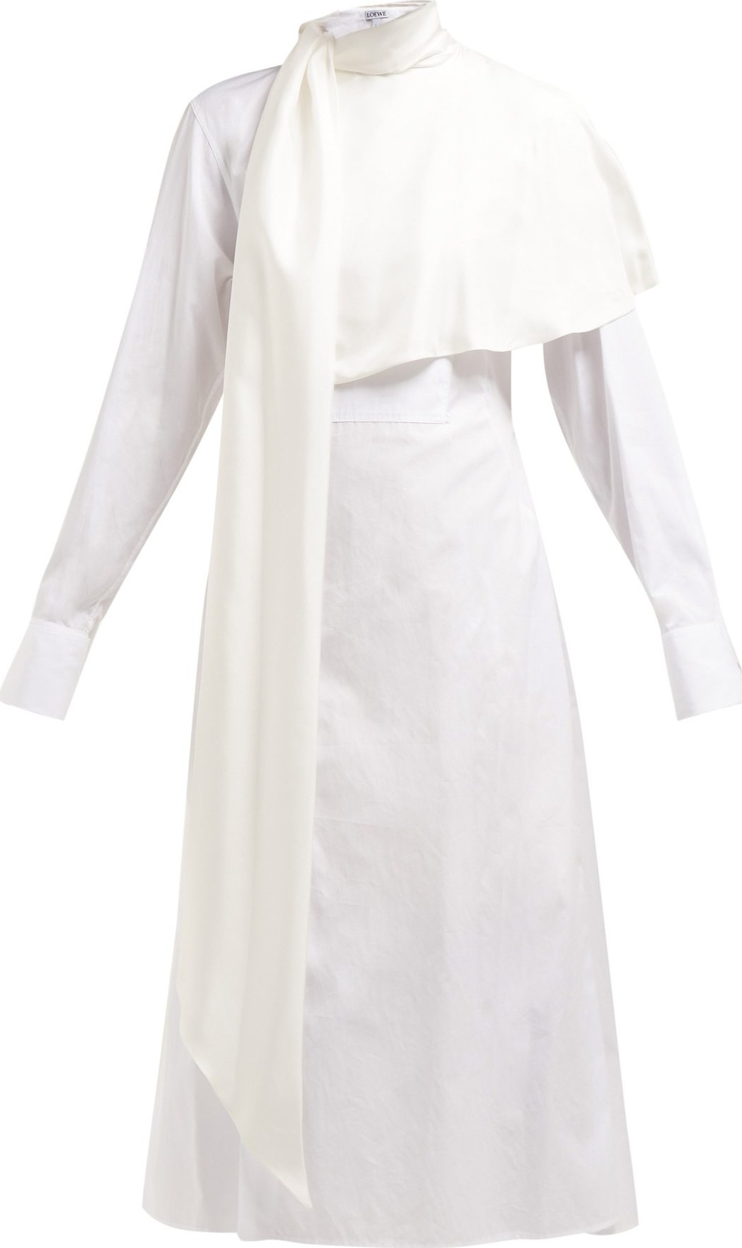 LOEWE Sash-neck layered cotton midi shirt dress