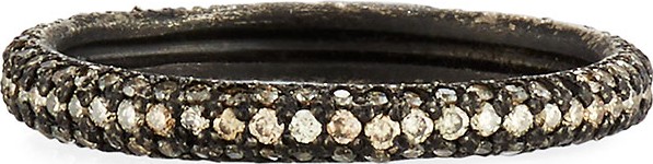 Armenta Old World Blackened Band Ring with Champagne Diamonds