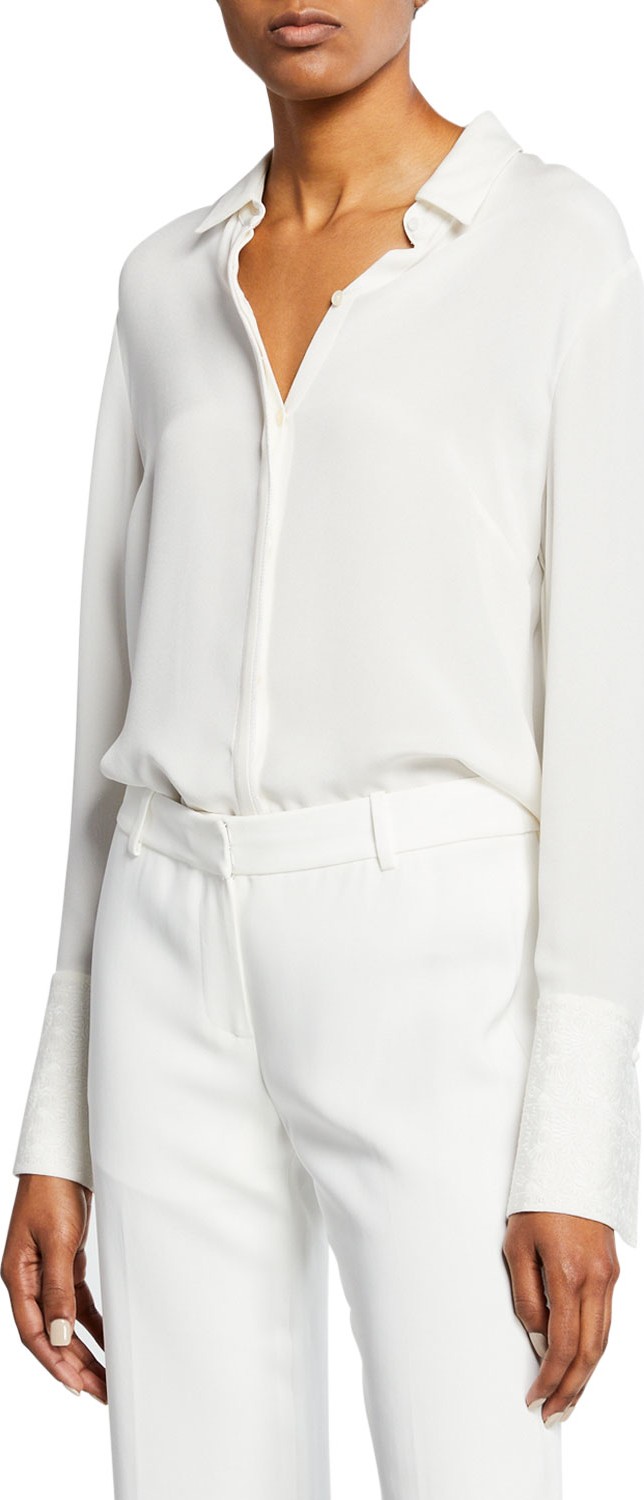 KOBI HALPERIN Rue Button-Front Silk Blouse