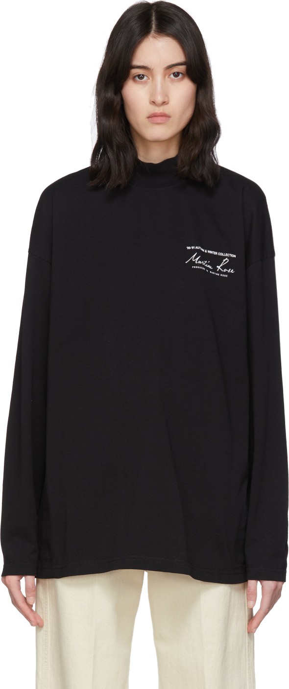 Martine Rose Black Funnel Neck T-Shirt