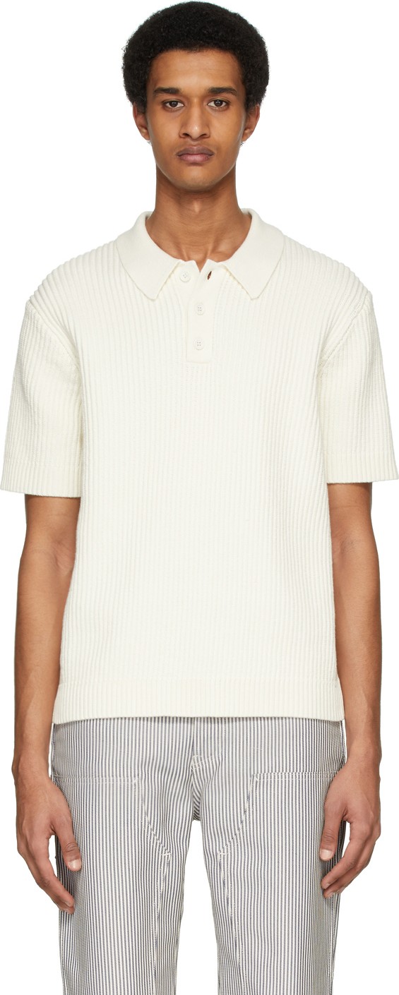 Helmut Lang Off-White Cable Polo