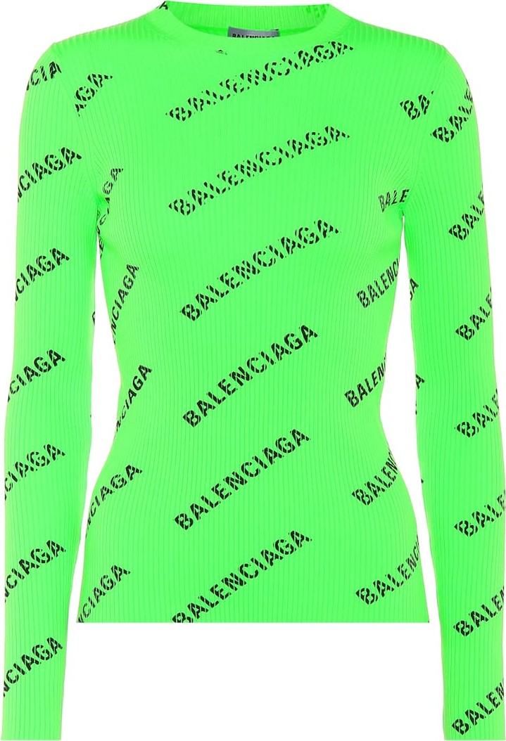Balenciaga Logo ribbed knit sweater