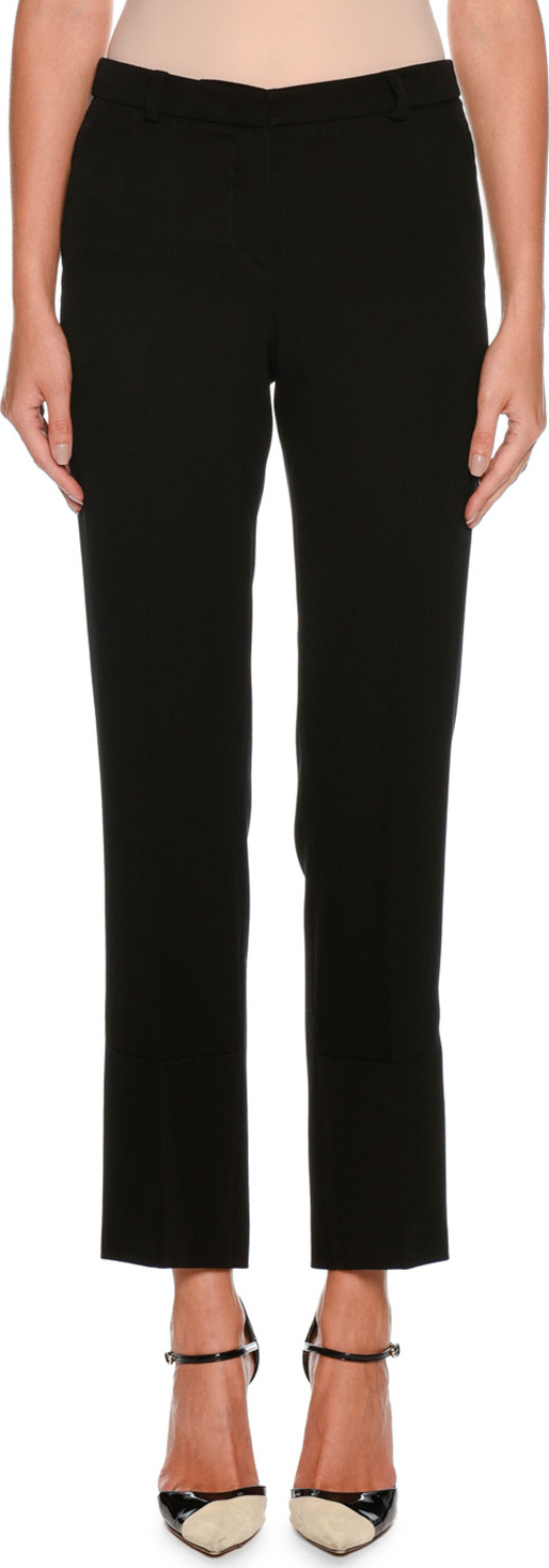 Giorgio Armani Straight-Leg Crop Wool Pants w/ Stitch Detail