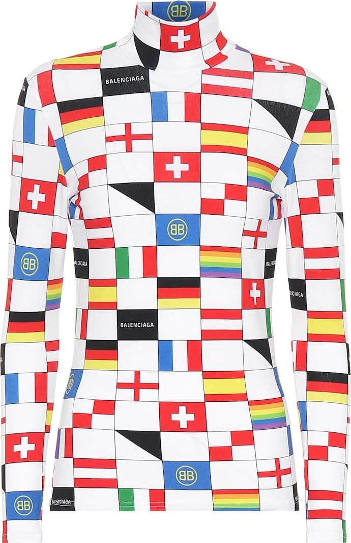 Balenciaga Flag-printed mockneck top