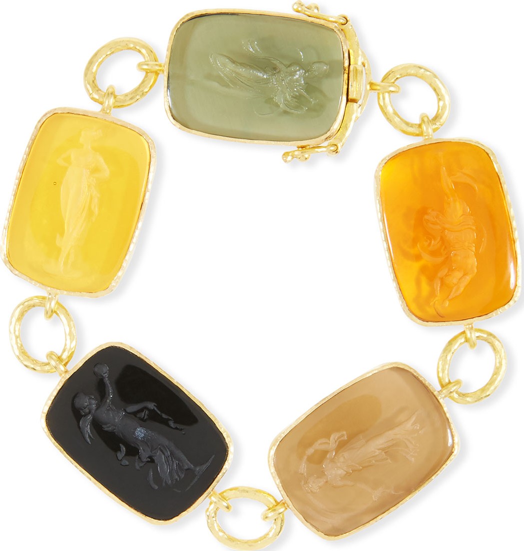 Elizabeth Locke New Muse 19k Gold Glass Intaglio Bracelet