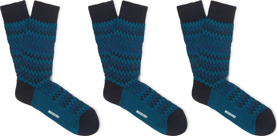 Missoni Three-Pack Crotchet-Knit Cotton-Blend Socks