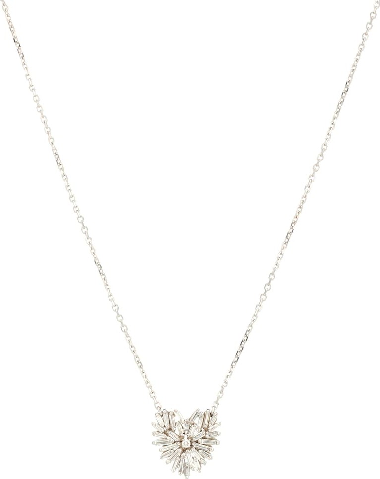 Suzanne Kalan Small Heart 18kt gold necklace with diamonds