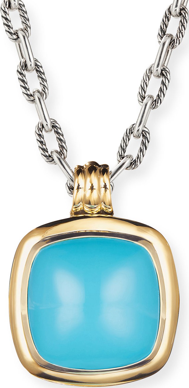 David Yurman 27mm Albion 18k Pendant Enhancer, Turquoise