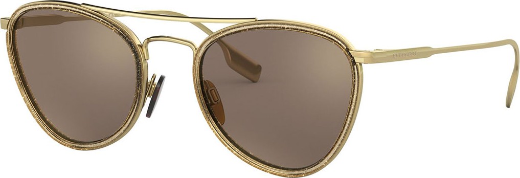 Burberry London England Mirrored Glittered Metal Aviator Sunglasses