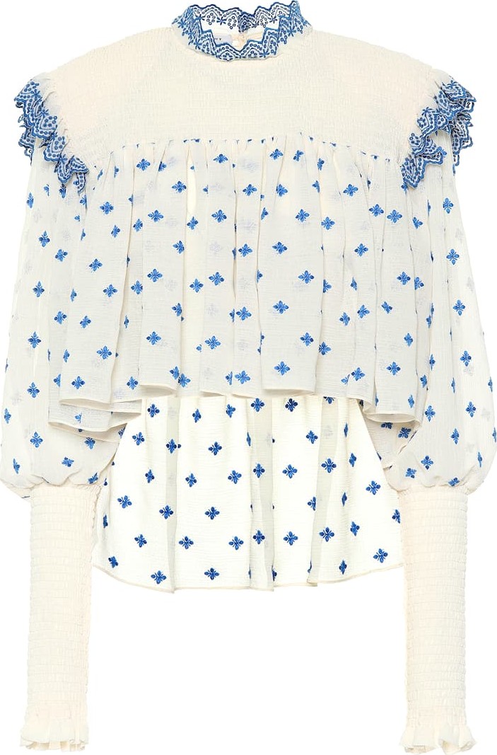 Philosophy Di Lorenzo Serafini Shirred cheesecloth blouse