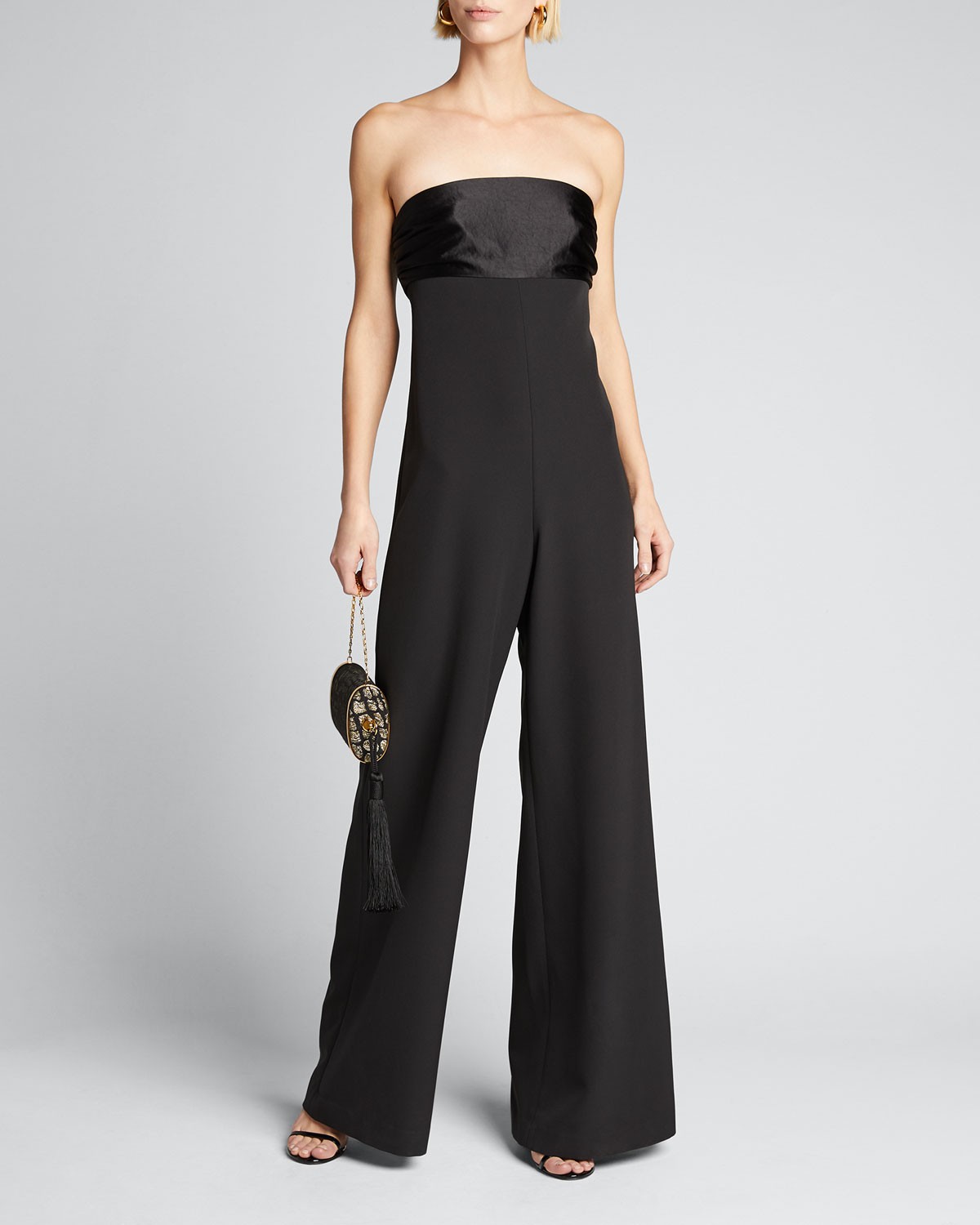 MILLY Brooke Strapless Wide-Leg Cady Jumpsuit
