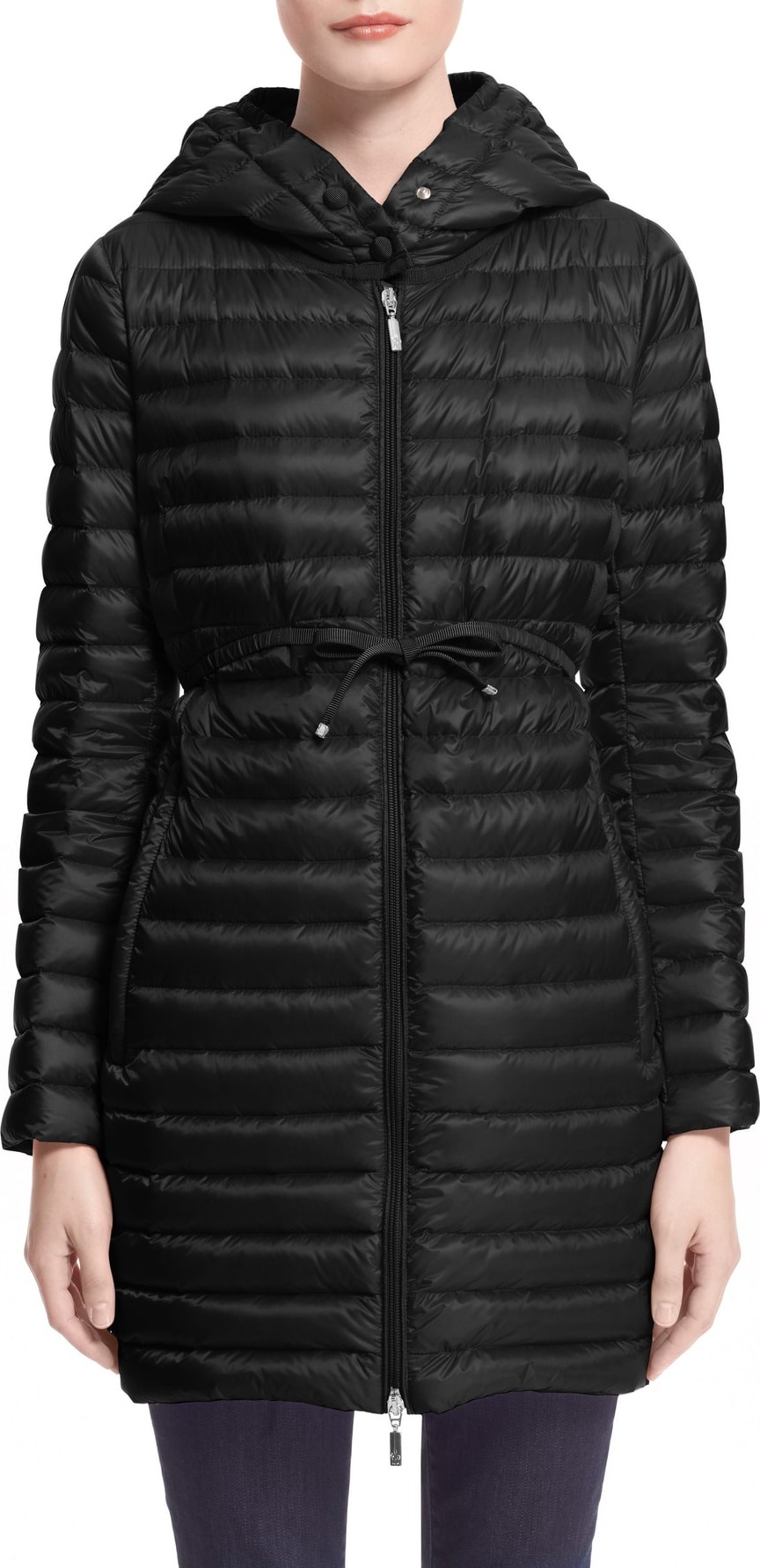 Moncler Barbel Water Resistant Long Hooded Down Jacket