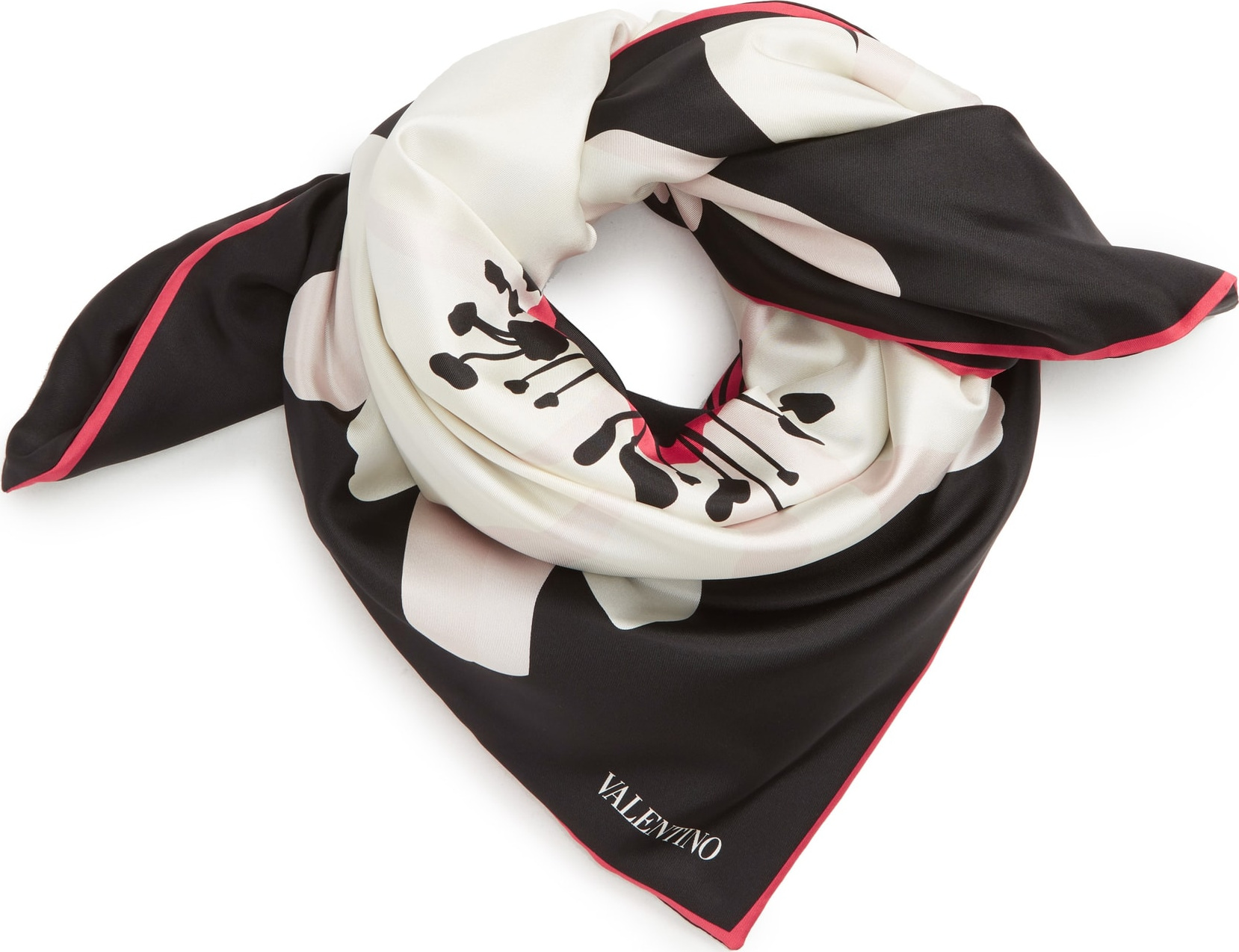Valentino Daisy Quilted Silk Square Scarf