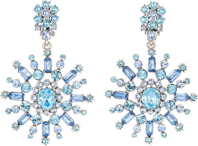 Oscar De La Renta Flower Crystal Drop Earrings