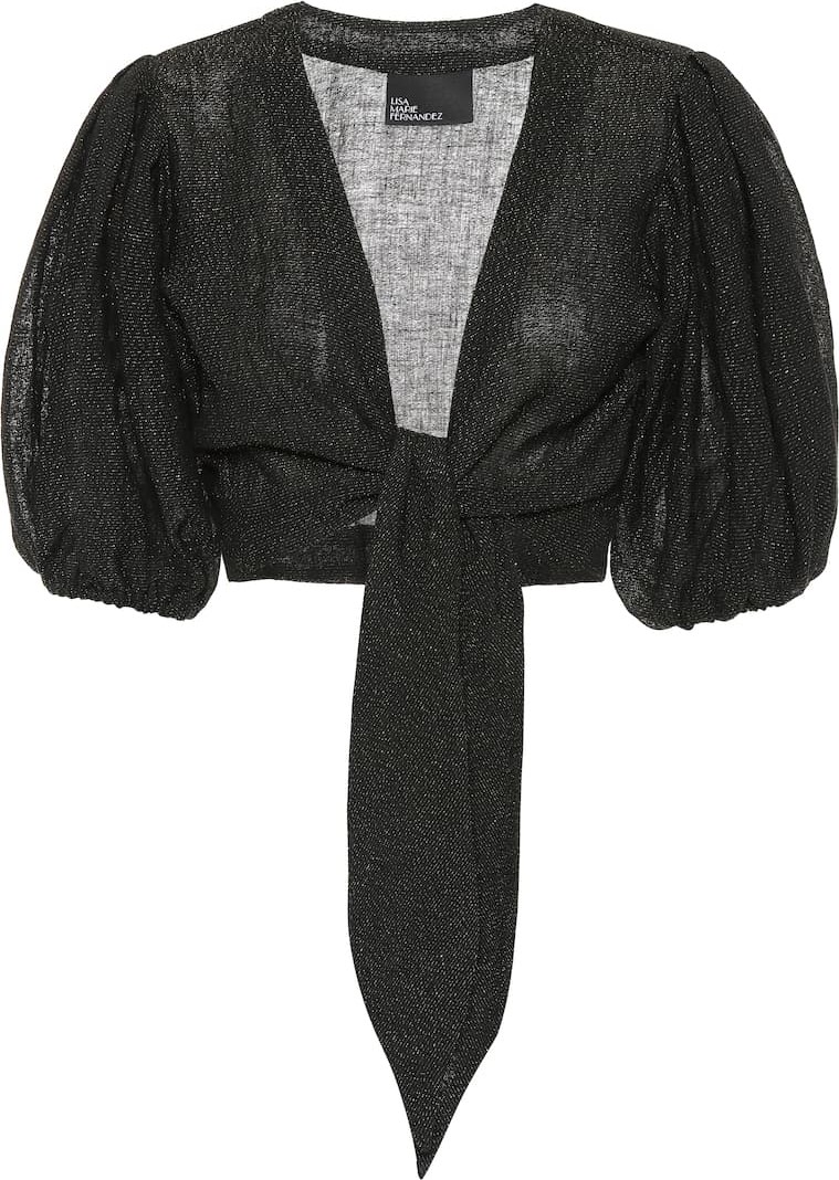 Lisa Marie Fernandez Cropped linen-blend blouse