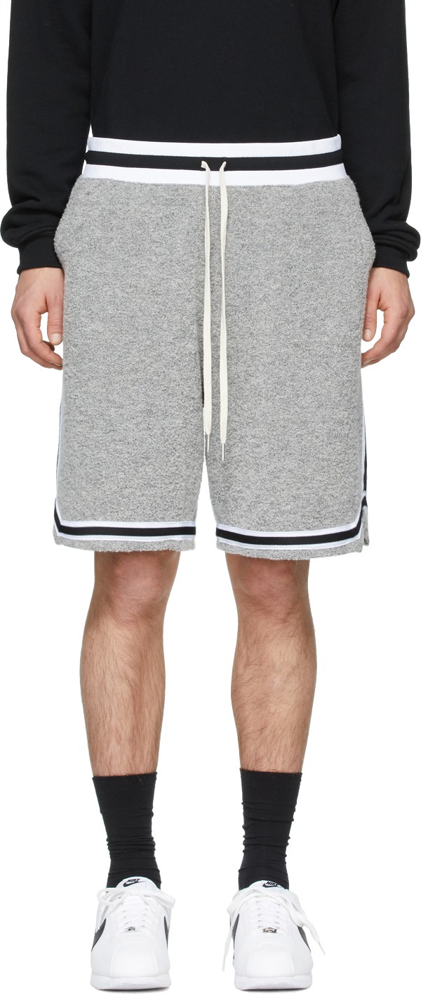 John Elliott Grey Bouclé Game Shorts