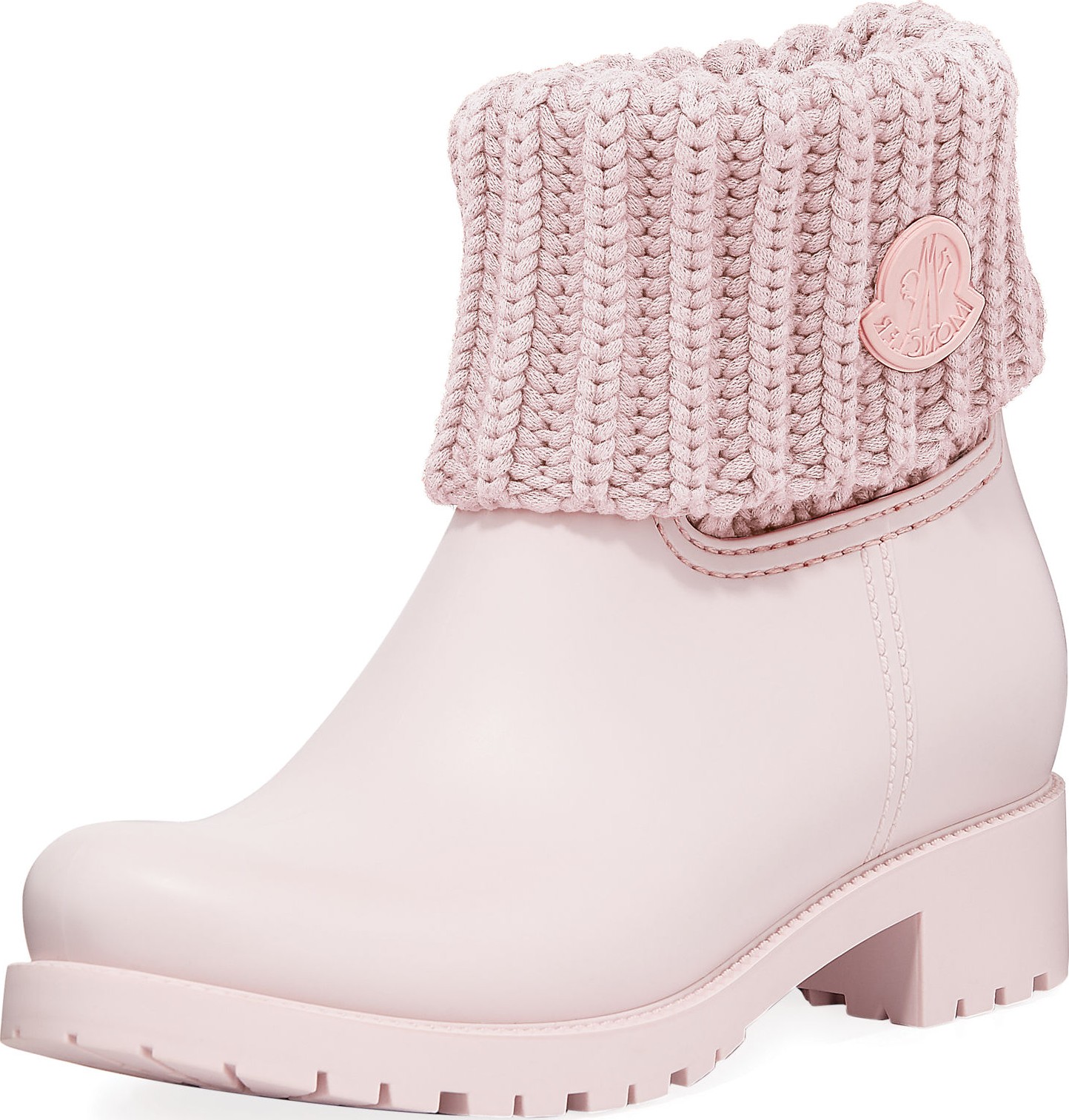 Moncler Ginette Rubber Boots with Knit Top