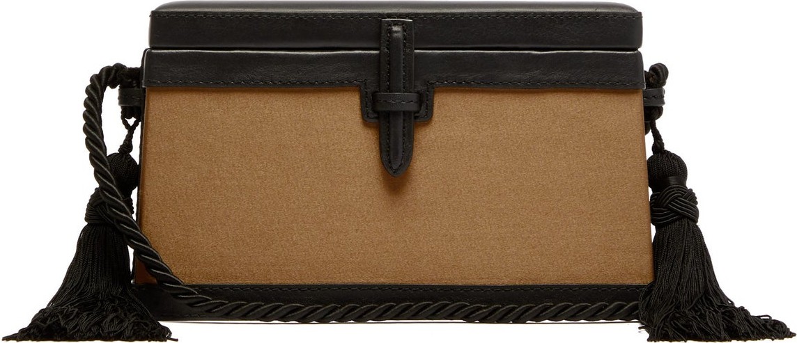 Hunting Season Square Trunk satin and leather cross-body bag