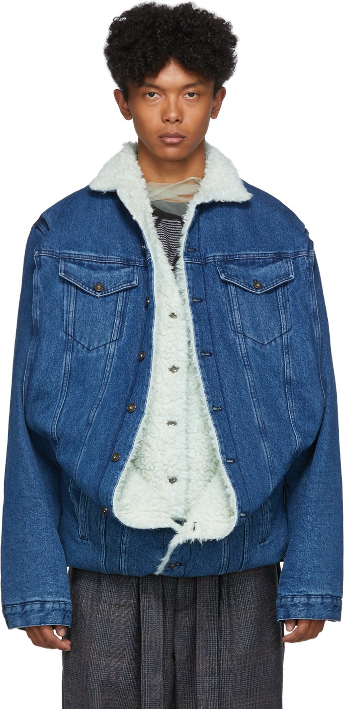 Y/Project Navy Denim Sherpa Jacket