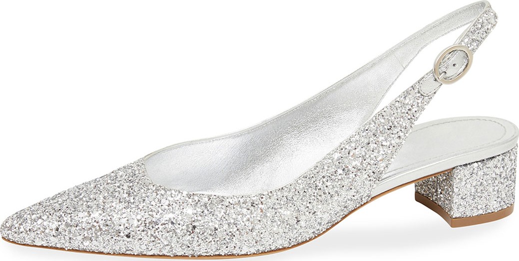 Mansur Gavriel Pointed Glitter Slingback Pumps
